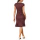thumbnail image 3 of INSPIRAR CHIC Vestido de trabajo de cuadros vintage para mujeres con mangas cortas, escote corazón, cuerpo ajustado, cola de pez, midi, negro, XL, 3 of 6
