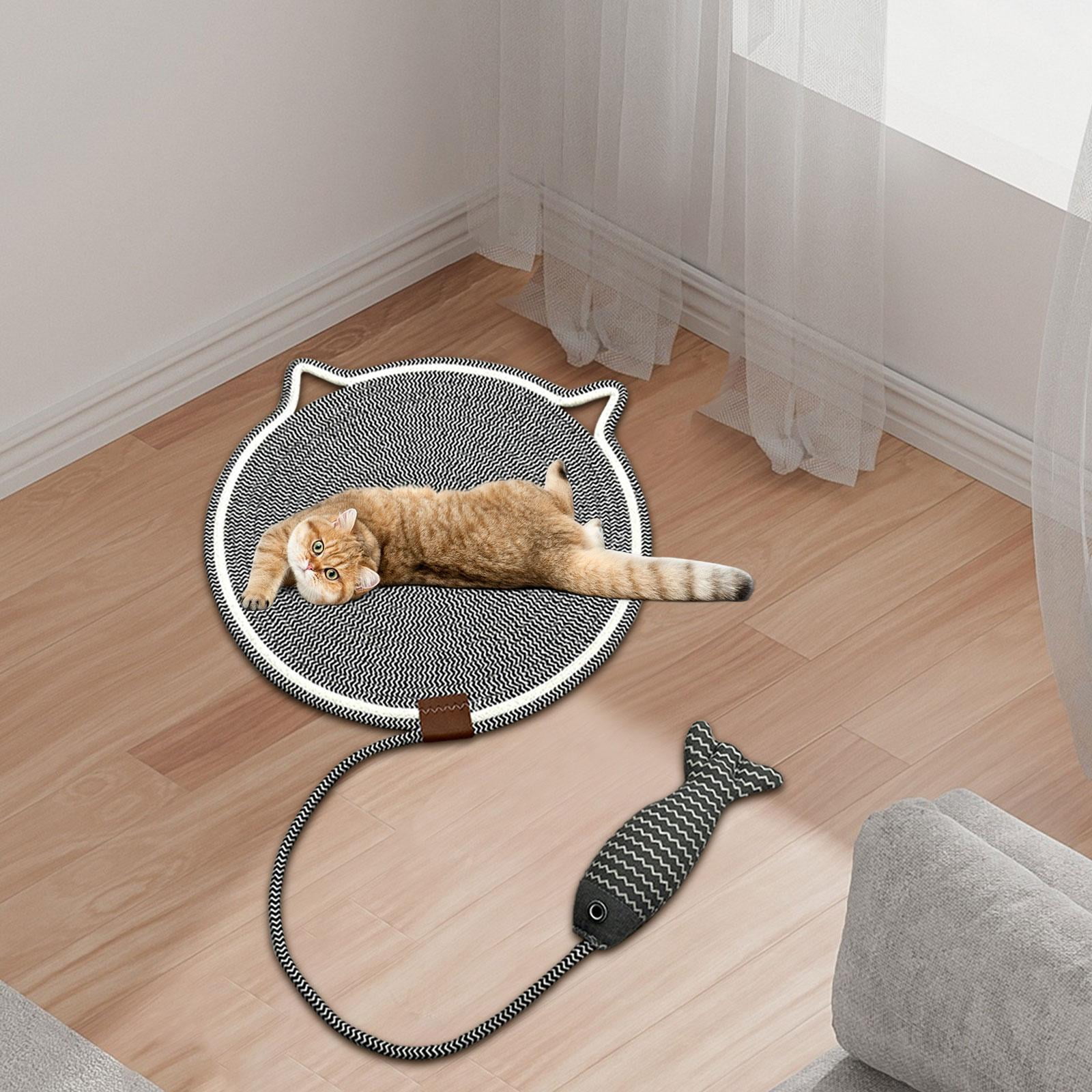Bvdfgk Cat Scratch Mat Cat Scratch Pad with Fishy Ball Toy Horizontal Cats Sleeping Mat L