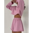 thumbnail image 5 of Women 2 Piece Outfits Sweat Shorts Sets Oversized Casual Lounge Matching Set Sweatsuit Tracksuit Fall Clothes Pink L, 5 of 6