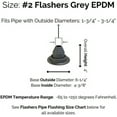 thumbnail image 2 of Flashers #2 Grey EPDM Flexible Roof Jack Pipe Boot Metal Roofing Pipe Flashing (Fits Pipe OD 1-3/4" to 3-1/4"), 2 of 3