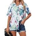 thumbnail image 4 of NFTOEIULA Women Hawaiian Floral Print Oversized Short Sleeve Shirt T-shirt, 4 of 9