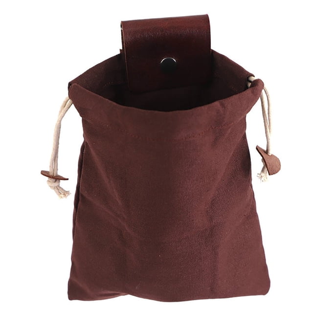 Foraging Bag - Leather Collapsible Pouch Bushcraft Belt Dump Bags - Brown