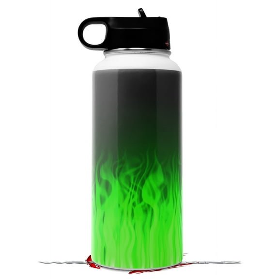 Skin Wrap Decal compatible with Hydro Flask Wide Mouth Bottle 32oz Fire Green (BOTTLE NOT INCLUDED)