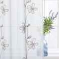 thumbnail image 3 of Floral Embroidery Valance Curtain, Rod Pocket Faux Linen Textured Voile Curtain Valance, 3 of 9