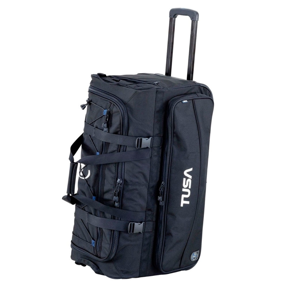 TUSA Roller Black Duffel Bag with Water-Resistant Back for Scuba Diving (RD-2-BK)