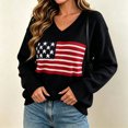 thumbnail image 6 of Zylanna Women's Knit Pullover, Long Sleeve V Neck American Flag Jacquard Warm Loose Fit Casual Sweater for Daily Wear Black, 6 of 7