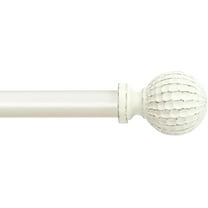 eTeckram 5/8" Single Curtain Rod with Balle Finials,Weathered White,48‘’-84‘’