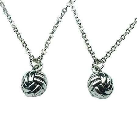 Art Attack Silvertone Delicate Mini Sports Volleyball BFF Best Friends Forever Matching Pendant Necklace Gift