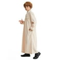 thumbnail image 7 of ANINEO Boy's Arab Solid Color Thobe Long Sleeve Kaftan Embroidered Robe Arabic Abaya Thobe, 7 of 7