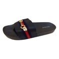 thumbnail image 2 of Beaute Fashion Trendy Horse-Bit Buckle Adult Women Sport Slides Flip Flop Slip-on Sandals (Size 10, Navy/Red), 2 of 4