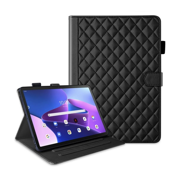 for Lenovo Tab M10 Plus 3rd Gen 10.6 inch (2022) Folio Flip Case, Elegant Ultra Slim PU Leather Case with Smart Wake Sleep Kickstand Function Pencil Holder and Card Slots, Black
