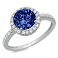 thumbnail image 3 of 1.8 ct Round Cut Simulated Tanzanite with Simulated Diamond Halo Accents 14K White Gold Womens Engagement Ring, 3 of 6