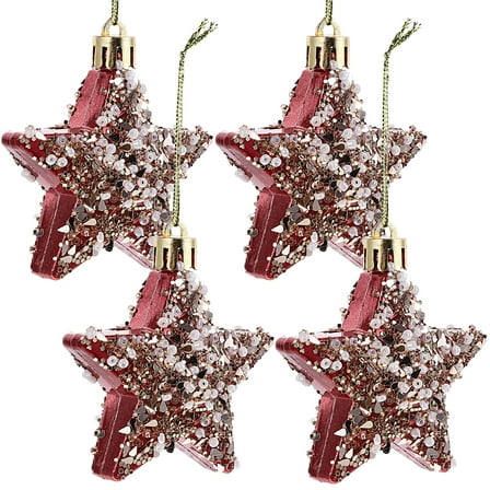 DINHEAROM Christmas Tree Ornament Star Shape Plastic 4Pcs 2.8X2.6in For Business Owners