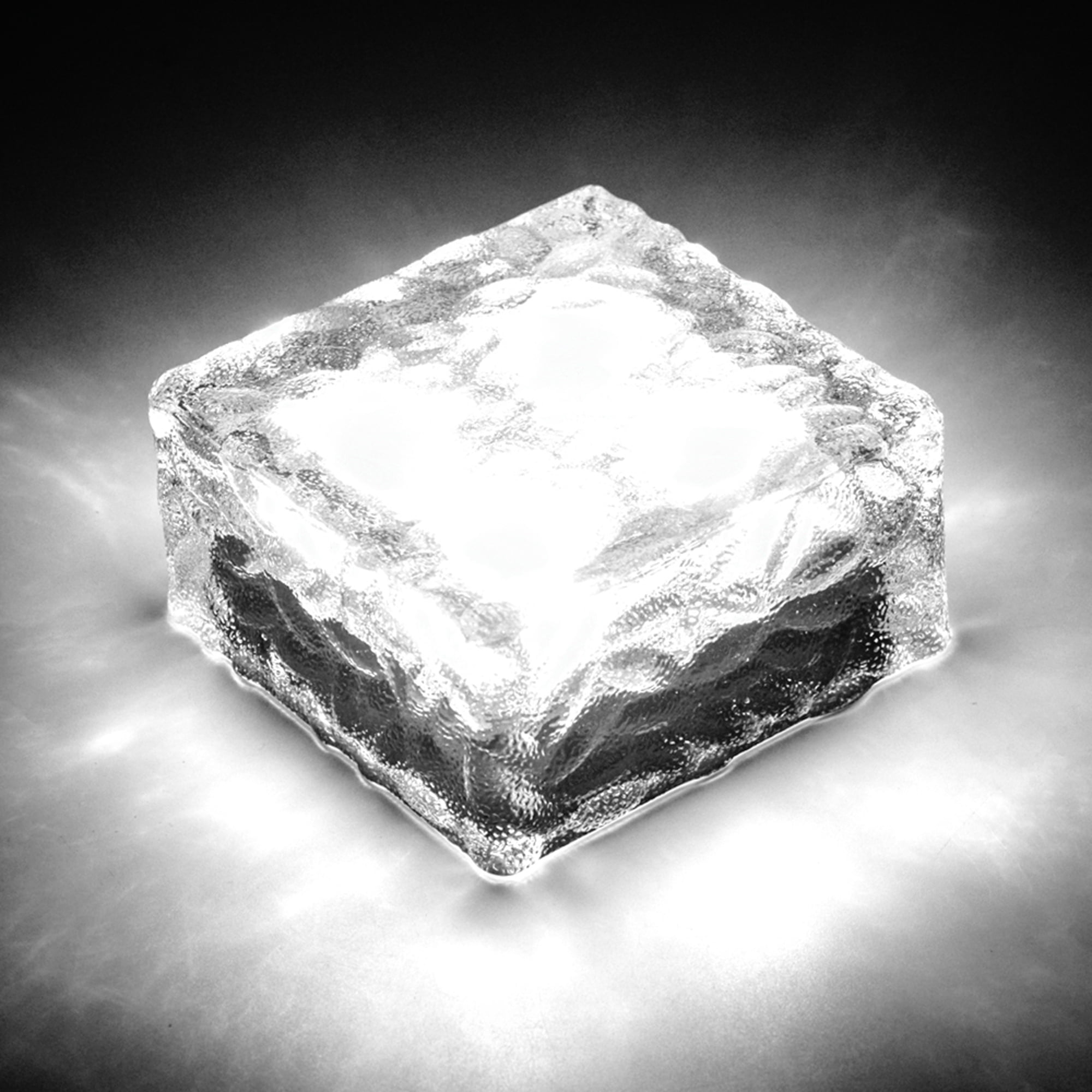 Waterproof Solar Path Ice Cube Rocks Led Frosted Glass Brick Paver Garden Light Pure White