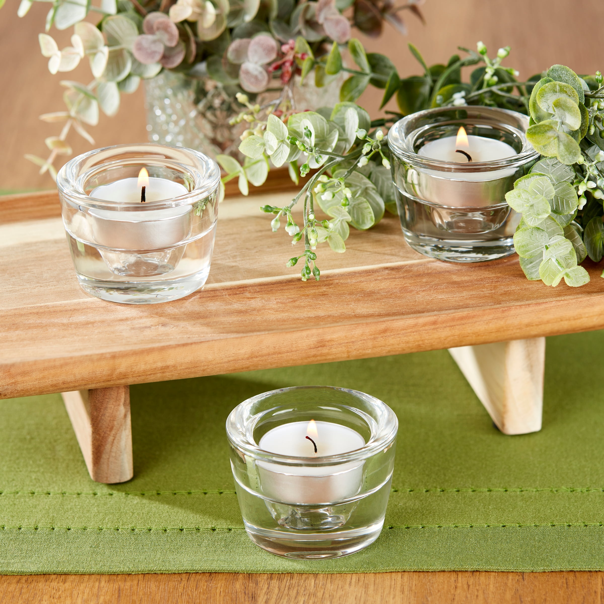 (6 pack) Mainstays Clear Glass Candleholder for Tealight and Taper Candles, 2 Inches