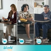 Stander Wonder Tray, Adjustable Swivel TV Tray Table, Large Laptop Stand, Couch Desk, Side Table & Gaming Desk, Tray for Eating on Couches, Chairs & Recliners, Black Base with Walnut Tray