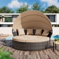 thumbnail image 5 of SUNCROWN Outdoor Rattan Round Retractable Canopy Daybed Patio Sofa Furniture Brown Clamshell Sectional Seating with Washable Cushions, 5 of 10