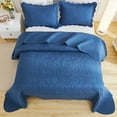 thumbnail image 3 of MarCielo  3 Piece Cotton Oversized Bedspread Quilt Set Tmonica Cosmic Navy - Queen, 3 of 6