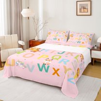 Feelyou Tiger Fox Animal Bed Sheets, Monogrammed A - Z King Sheets, 4 Pieces