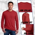 thumbnail image 4 of Wire Delight Men’s Crewneck Long Sleeve Tee, Durable Cotton Classic Fit T-shirts, Red, M, 4 of 5