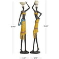 thumbnail image 4 of 32", 33"H Yellow Polystone Handmade African Woman People Sculpture with Water Jugs and Jeweled Details, by DecMode (2 Count), 4 of 10