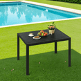 thumbnail image 3 of TLGREEN 43×28in Outdoor Dining Table for 6, Wooden-like Top, Aluminum Frame, Weather Resistant, Ideal for Garden, Patio, Poolside, Porch, (Black), 3 of 10