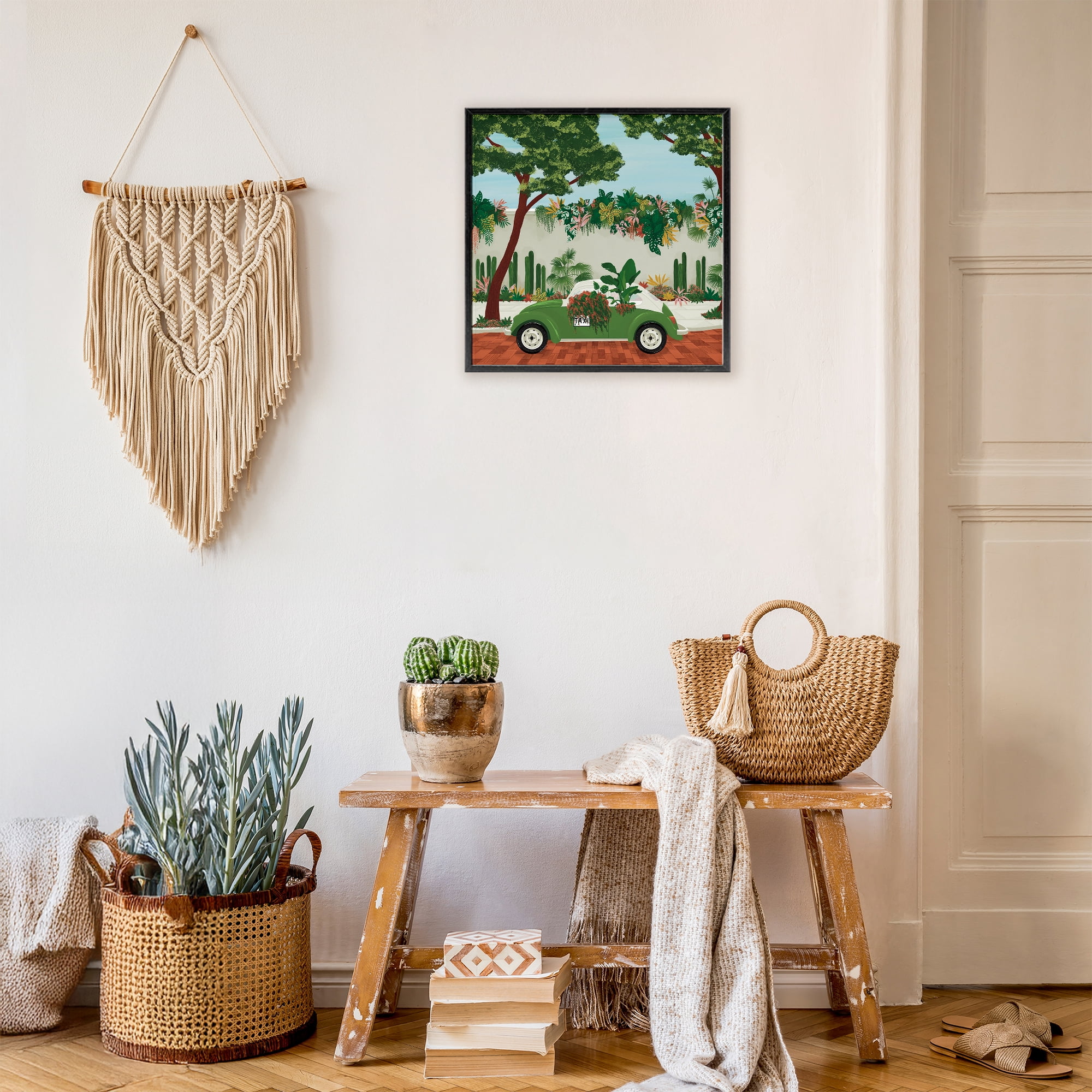 Stupell Industries Overgrown Garden Taxi Black Framed Giclee Art, design by Vero Illustrates