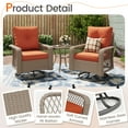 thumbnail image 7 of MRUAKA 3 Pieces Patio Furniture Set, Outdoor Swivel Gliders Rocker, Wicker Patio Bistro Set with Rattan Rocking Chair, Glass Top Side Table and Thickened Cushions（Orange）, 7 of 7