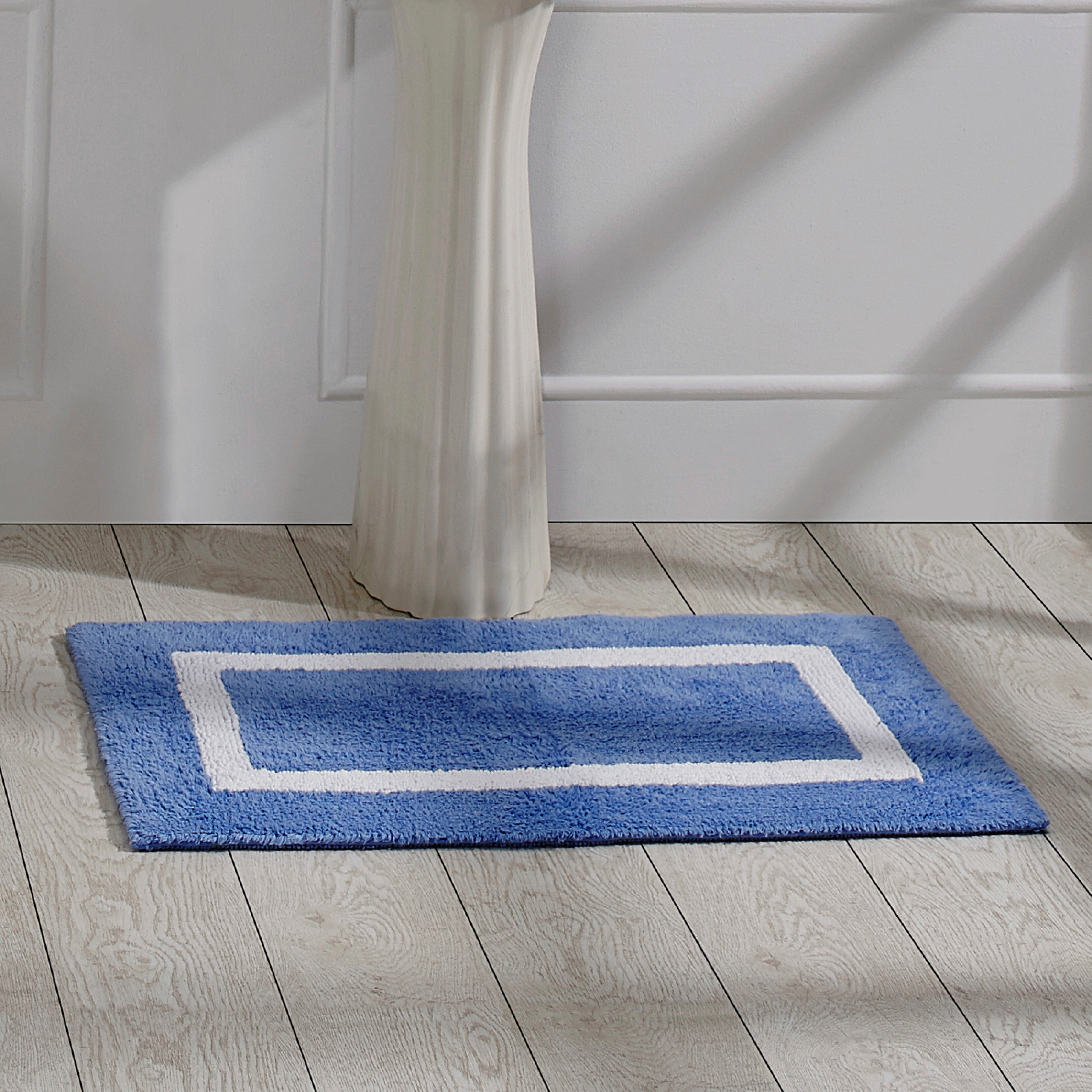 Better Trends Hotel Collection Bath Rug 17" x 24" Blue & White