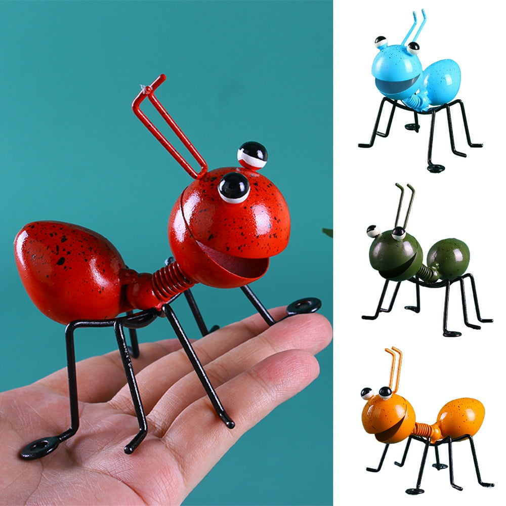 SPRING PARK Metal Garden Art Decoration, Steel Red Ant Figurine for