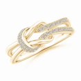 thumbnail image 1 of Angara Natural Diamond Ring - Pave-Set Diamond Split Infinity Knot Ring in 14K Yellow Gold for Women (Ring Size = 8), 1 of 7