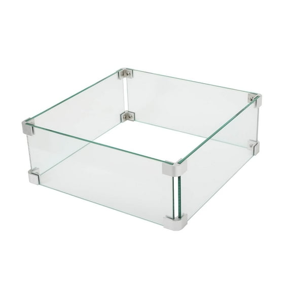 COSIEST Transparent Square Glass Wind Guard, Tempered Glass for Outdoor Fire Pit