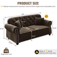 thumbnail image 2 of 63'' Velvet Chesterfield Sofa, Modern Loveseat Couches for Living Room, Comfy Tufted Back Love Seat Sofas, 2 Pillows & Rolled Arms for Small Spaces, Bedroom, Apartment, Office, Brown, 2 of 11