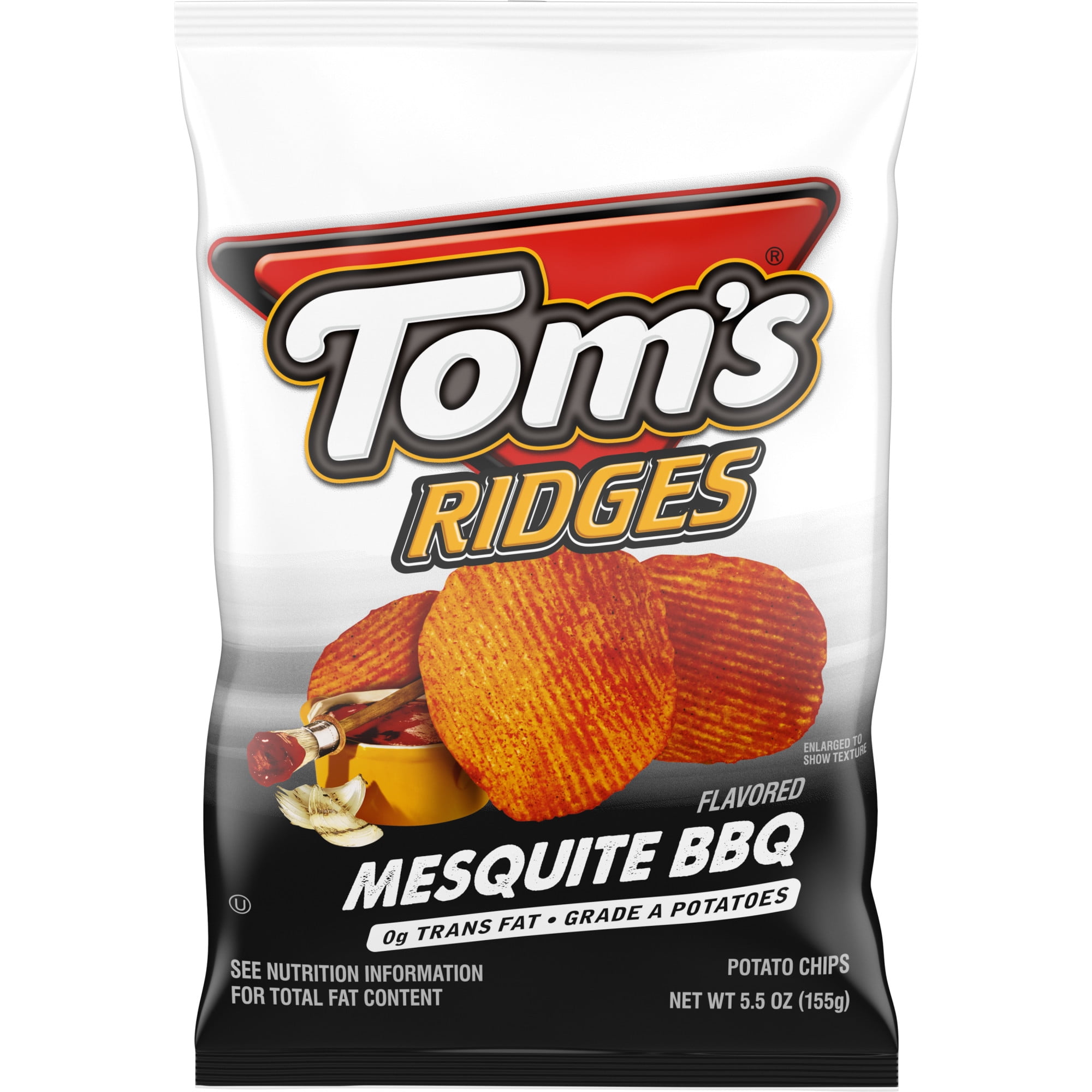 Tom's Ridges Potato Chips, Mesquite BBQ, 5.5 oz Bag
