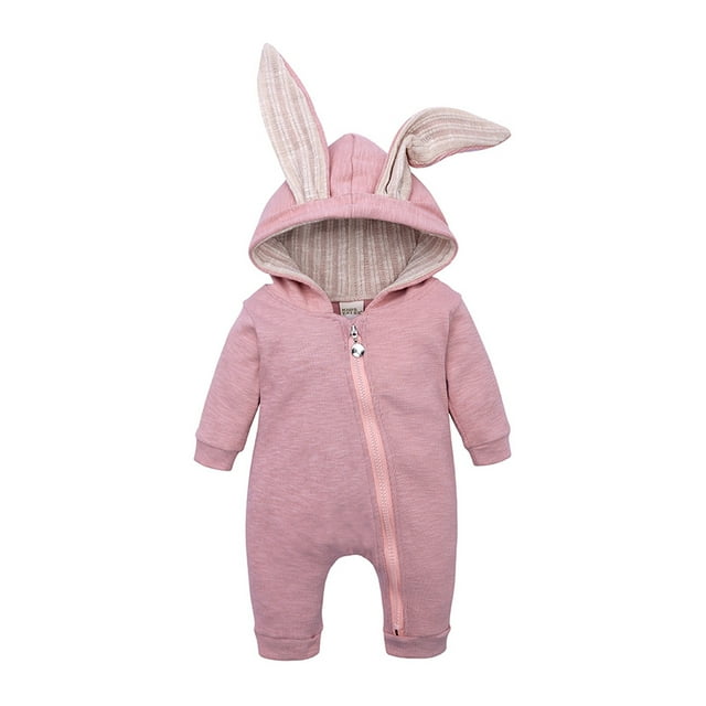 Tenue de Pâques pour Tout-Petit Garçon, Barboteuse à Capuchon Lapin pour Tout-Petit Garçon avec Fermeture Éclair, Tenue de Pâques pour Bébé Fille