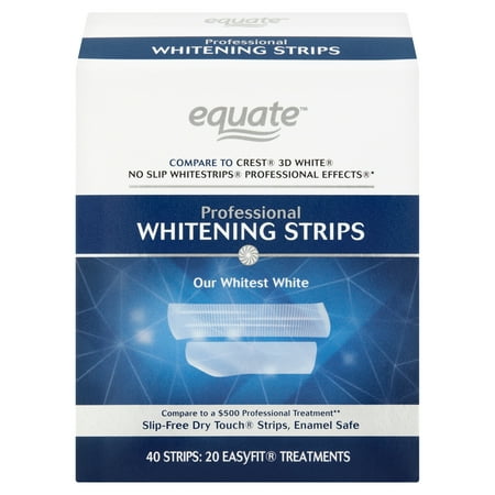 Equate Deluxe Whitening Strips, Enamel-Safe, 40 Whitening Strips (20 Treatments)