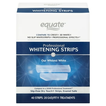 Equate Professional Whitening Strips, Enamel-Safe, 40 Whitening Strips (20 s)