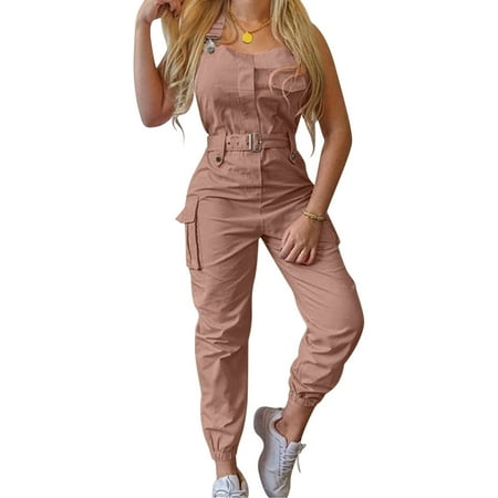 

nsendm Jumpsuit Color Design Back Women s Solid Fashion Strap Pocket Pants Women s Dress Maternity Surplice Dress Dress Khaki Medium