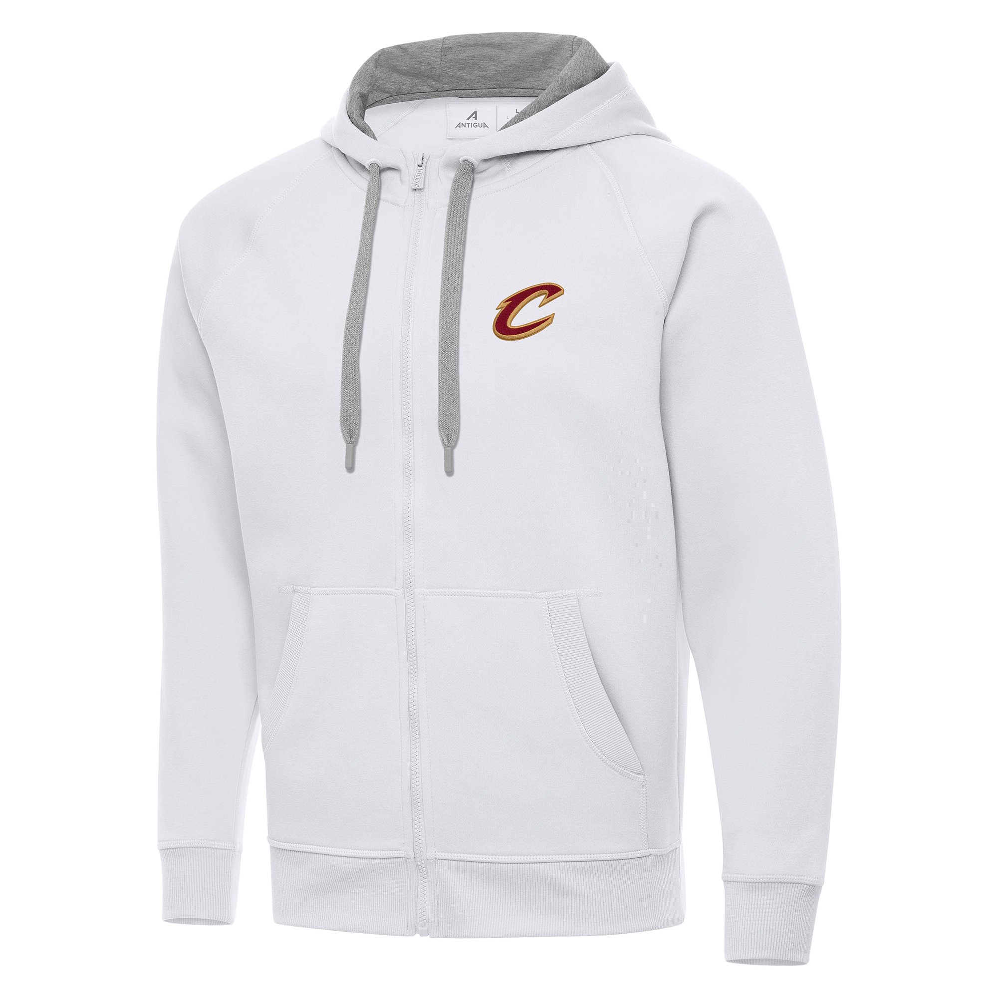 Men's Antigua White Cleveland Cavaliers Big & Tall Victory Full-Zip Hoodie Jacket