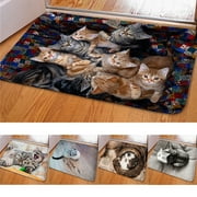 Zeus Cute Cat Puppy Print Floor Mats Bedroom Carpet Anti-Slip Kitchen Toilet Doormat