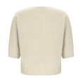 thumbnail image 5 of Viluyesy Women's 3/4 Sleeves T-Shirt V-Neck Shirt Tops Fashionable Cotton Loose Blouse Beige Size L, 5 of 6