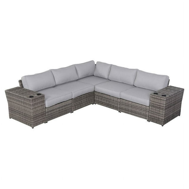 Living Source International Ensemble de Sièges Sectionnels 8 Pcs avec Coussins Gris