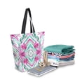 thumbnail image 2 of Open Top Canvas Tote Bag with Zipper Reusable Shopping Bag 13.5x15" Roomy Carryall Elegant Shapes with Flowers, 2 of 9