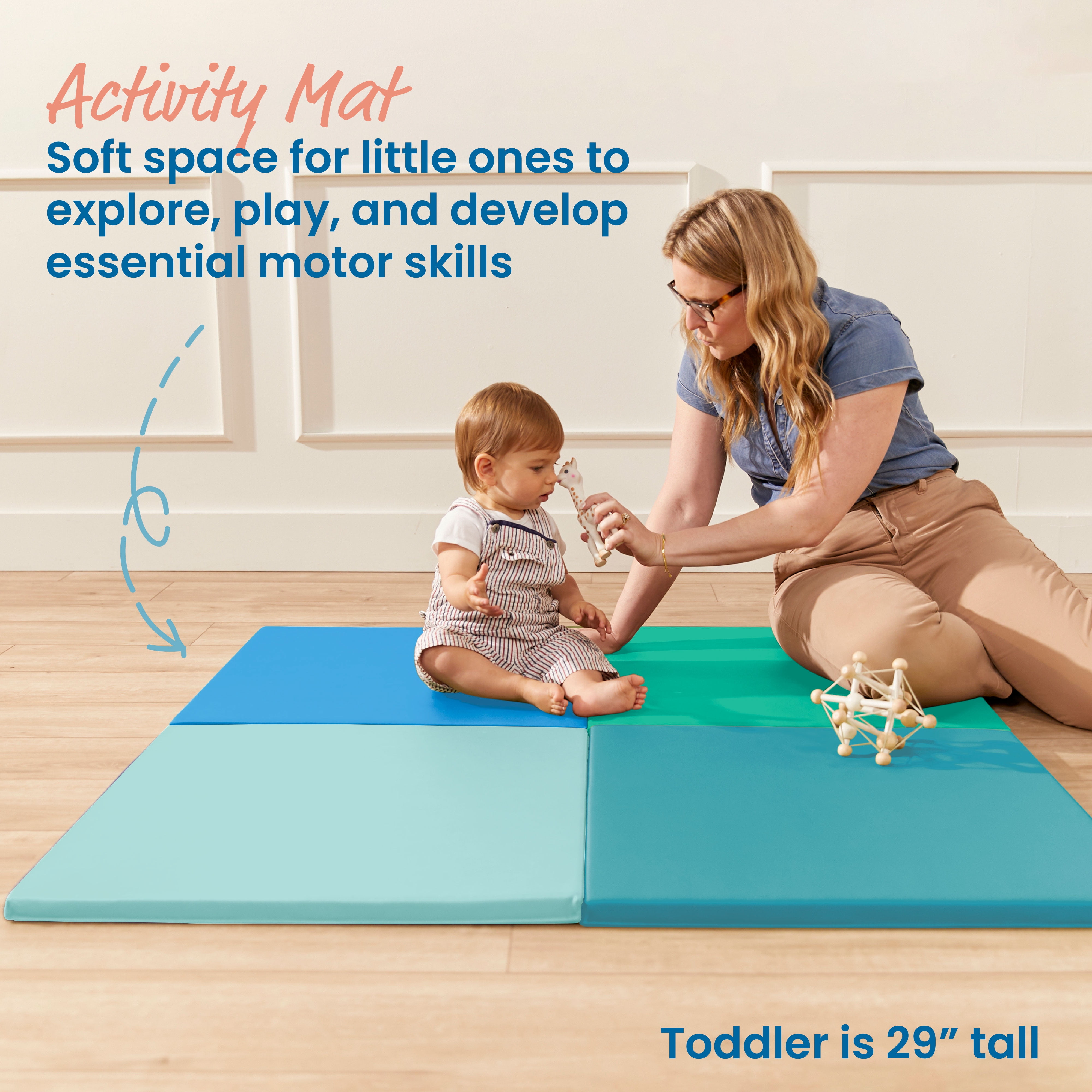 ECR4Kids SoftZone Play Patch Activity Mat Squares, Modular Playmat, Contemporary, 4-Pack