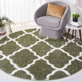 thumbnail image 2 of SAFAVIEH Tahoe Gerald Quatrefoil Shag Area Rug, 6'7" x 6'7" Round, Sage/White, 2 of 8