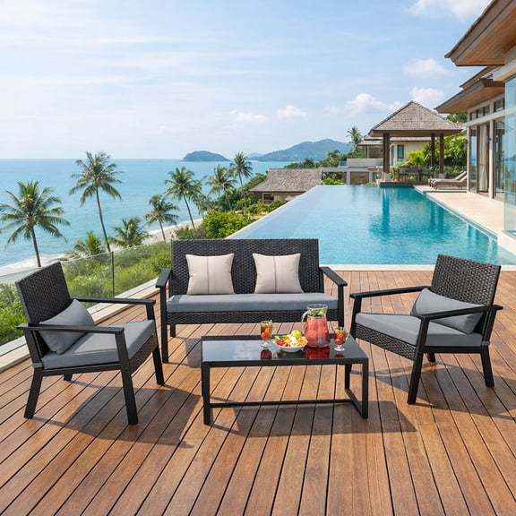 Aiho Folding Adirondack Chair, HIPS All-Weather Patio Chairs with Cup Holder, for Patio Garden Backyard Lawn Outdoors Fire Pit - Gray