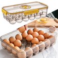 thumbnail image 1 of Portahuevos Apilable con Cubierta de Plástico, Contenedor de Almacenamiento Y Organizador para Refrigerador - Contenedor de Transporte con Tapa Y Asa Cuadrícula amarilla 18 perfecl Titular de huevo, 1 of 8