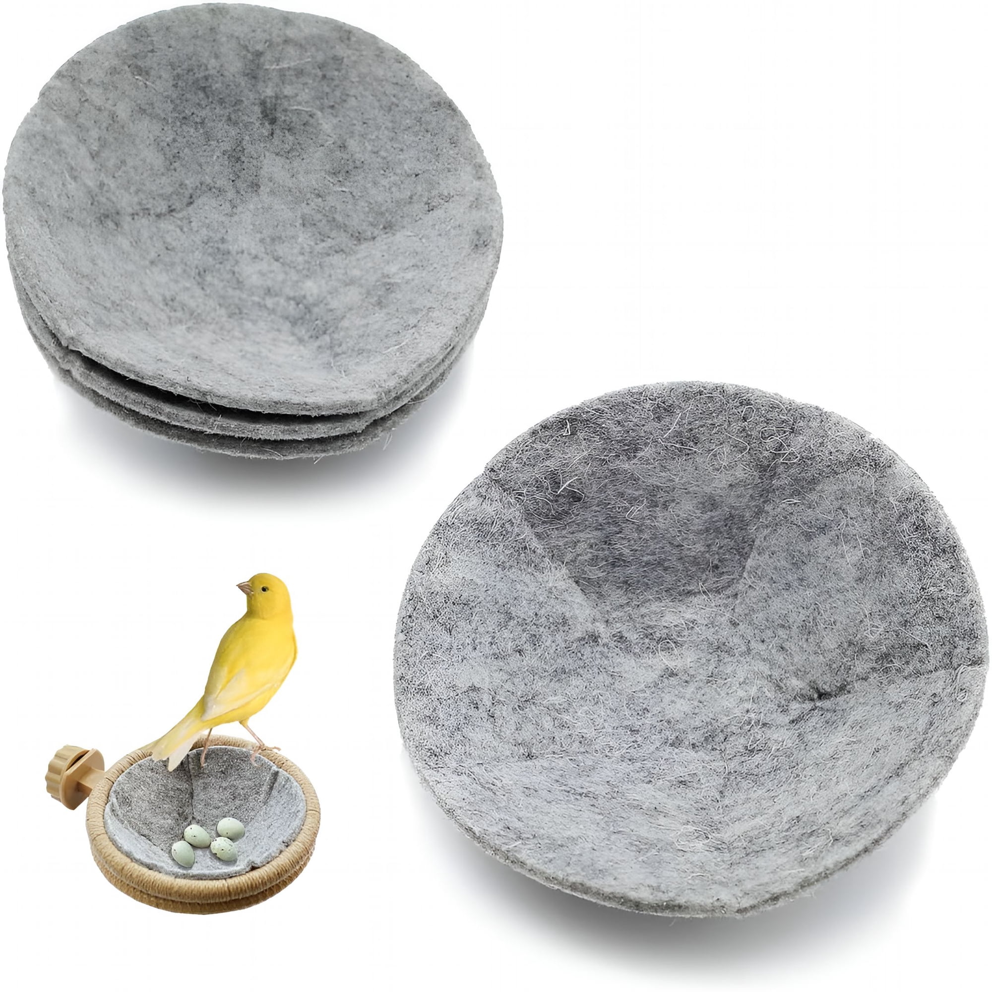 ZULAR 4 Pack Wool Felt Nesting Pads for Birds, 4.1 Inch Soft Canary Finch Nest Cushions, Warm Breathable Breeding Accessories for Pet Avian
