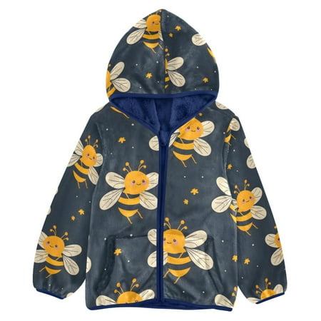 ALAZA Toddler Polar Fleece Jacket Honey Bee Kids Hooded Warm Coats Outerwear 5T
