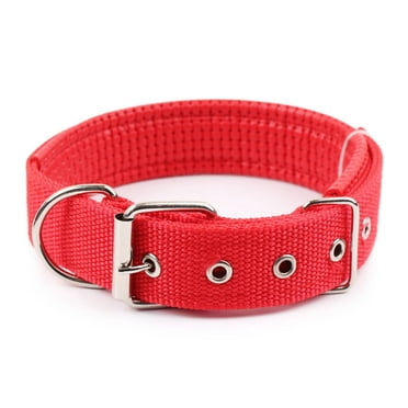 TELOLY Large Dog Collar Plush Fleece Design Dog Collar for Large Dogs Sewing Craftsmanship Reflective Dog Collar Red